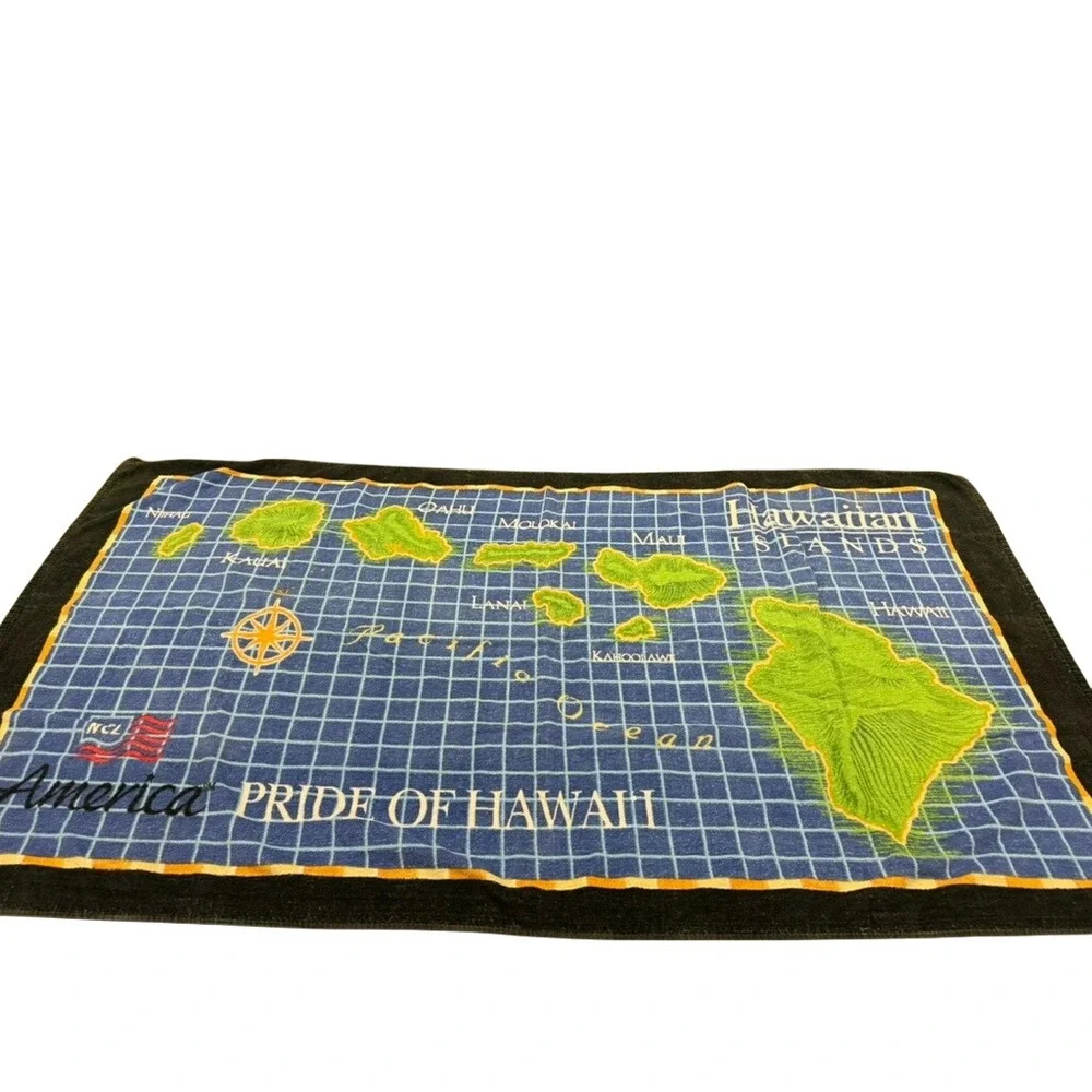 2 NCL America Pride of Hawaii Beach Towel Map Hawaiian Islands Blue 53x28